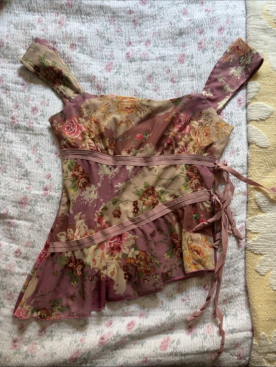 Cider Tops - Cider Mauve Floral Wrap-Detail Camisole
